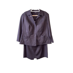 Lafayette 148 Womens Skirt Suit 18W & Blazer Size 14 2 Piece Black Career Wear
